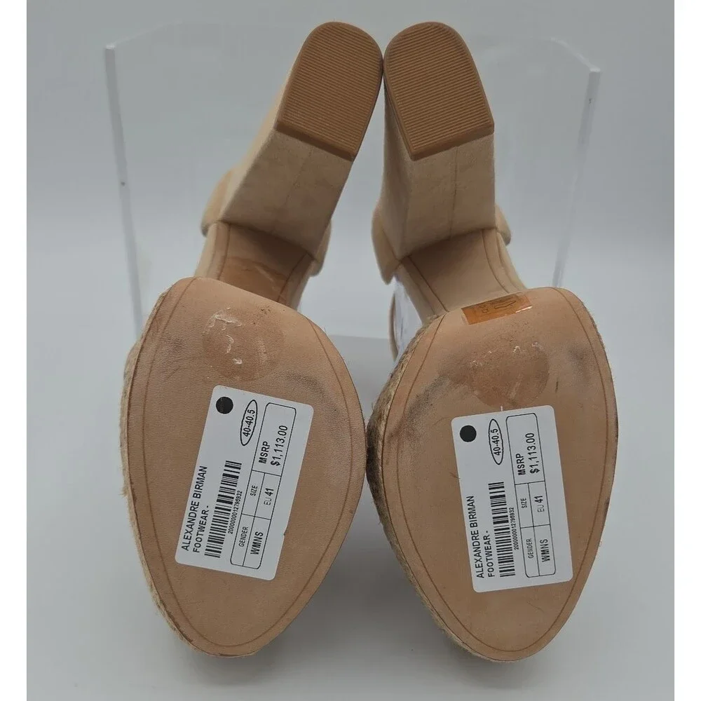 Alexandre Birman Nude Mono Alice Platform Block Heel Sandals Shoes Size 41 US 11
